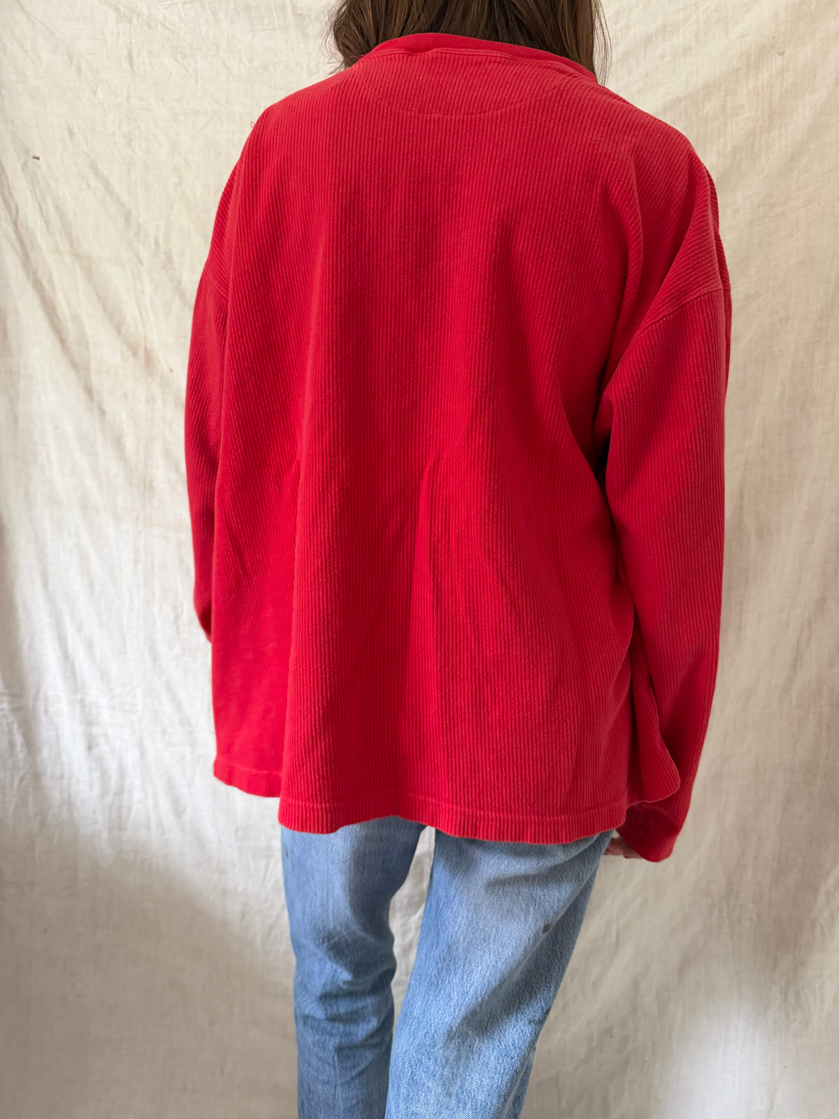 Red Ribbed Marlboro Henley