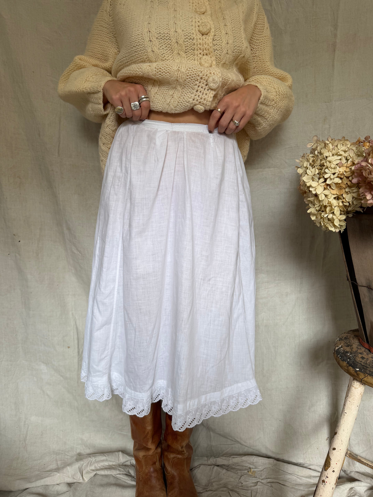 Antique White Cotton Slip Skirt