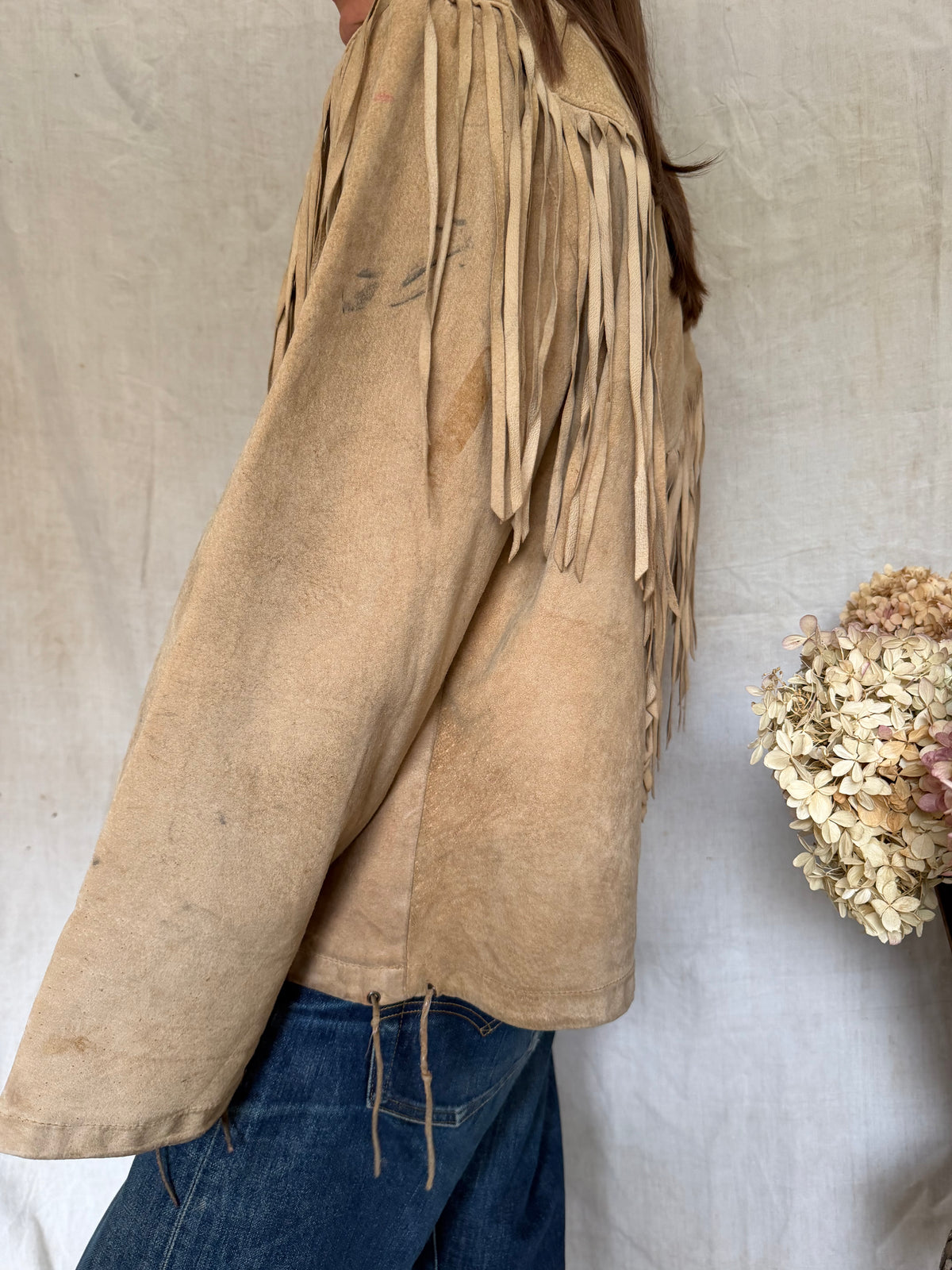 Suede Fringe Pullover