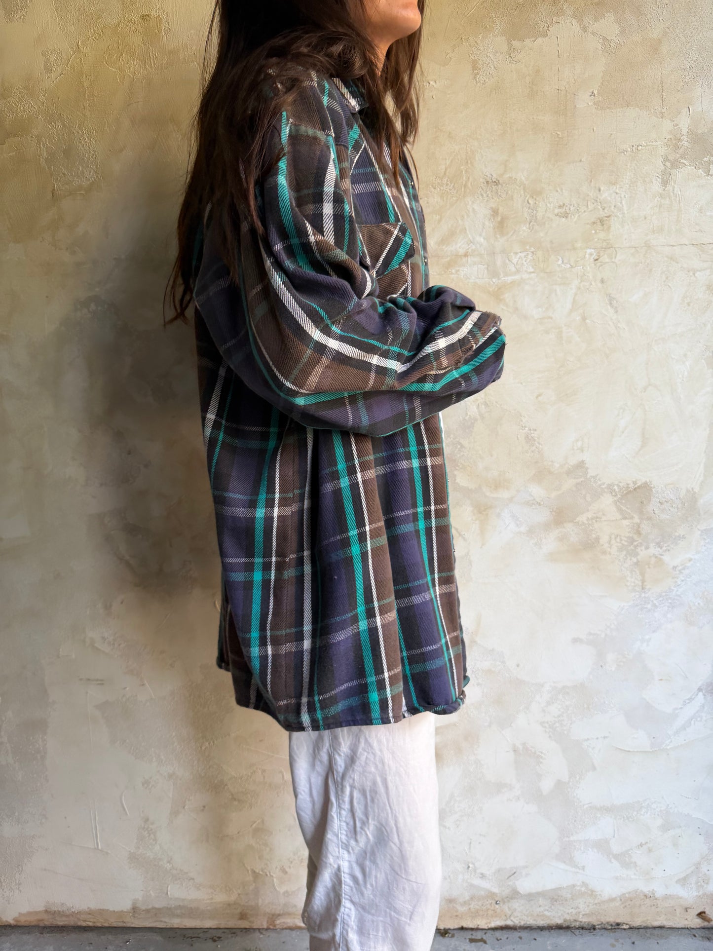 Brown + Blue Western Flannel