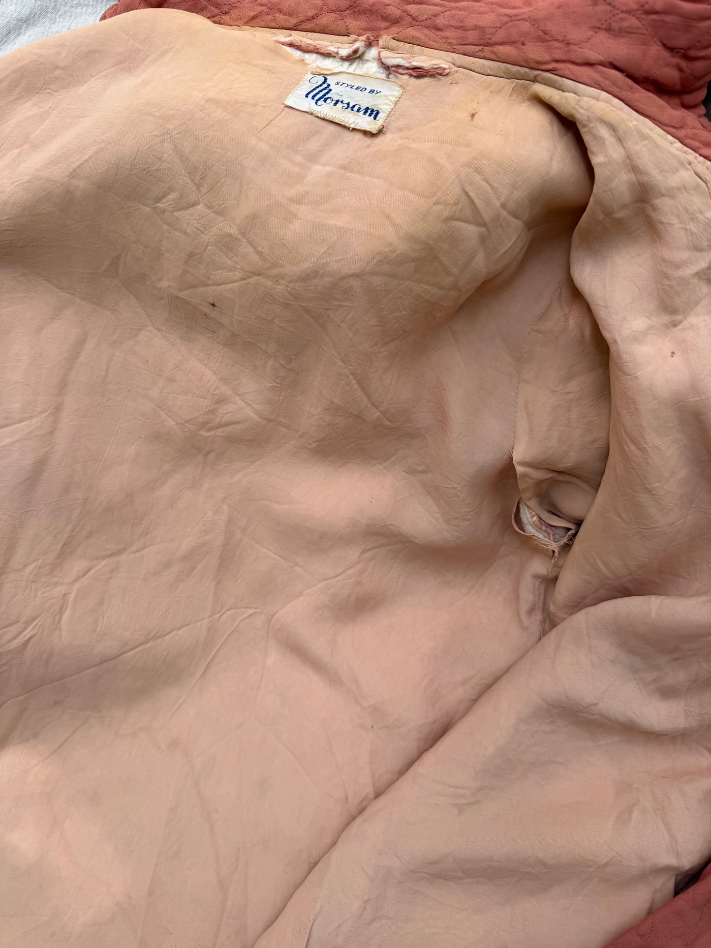 1930s Peach Quilted Duster