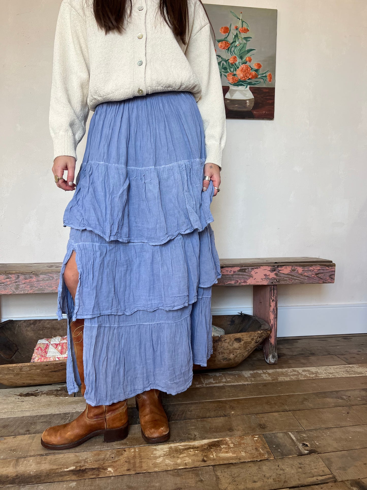 Oaxacan Lavender Ruffle Skirt