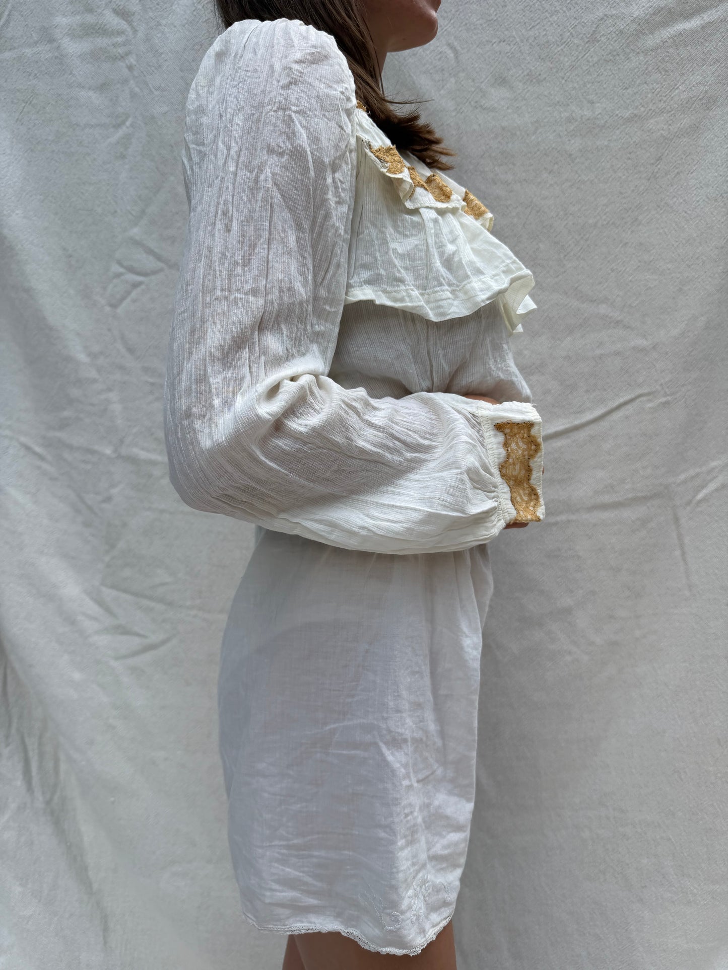 1930s Ivory Cotton Ruffled Blouse