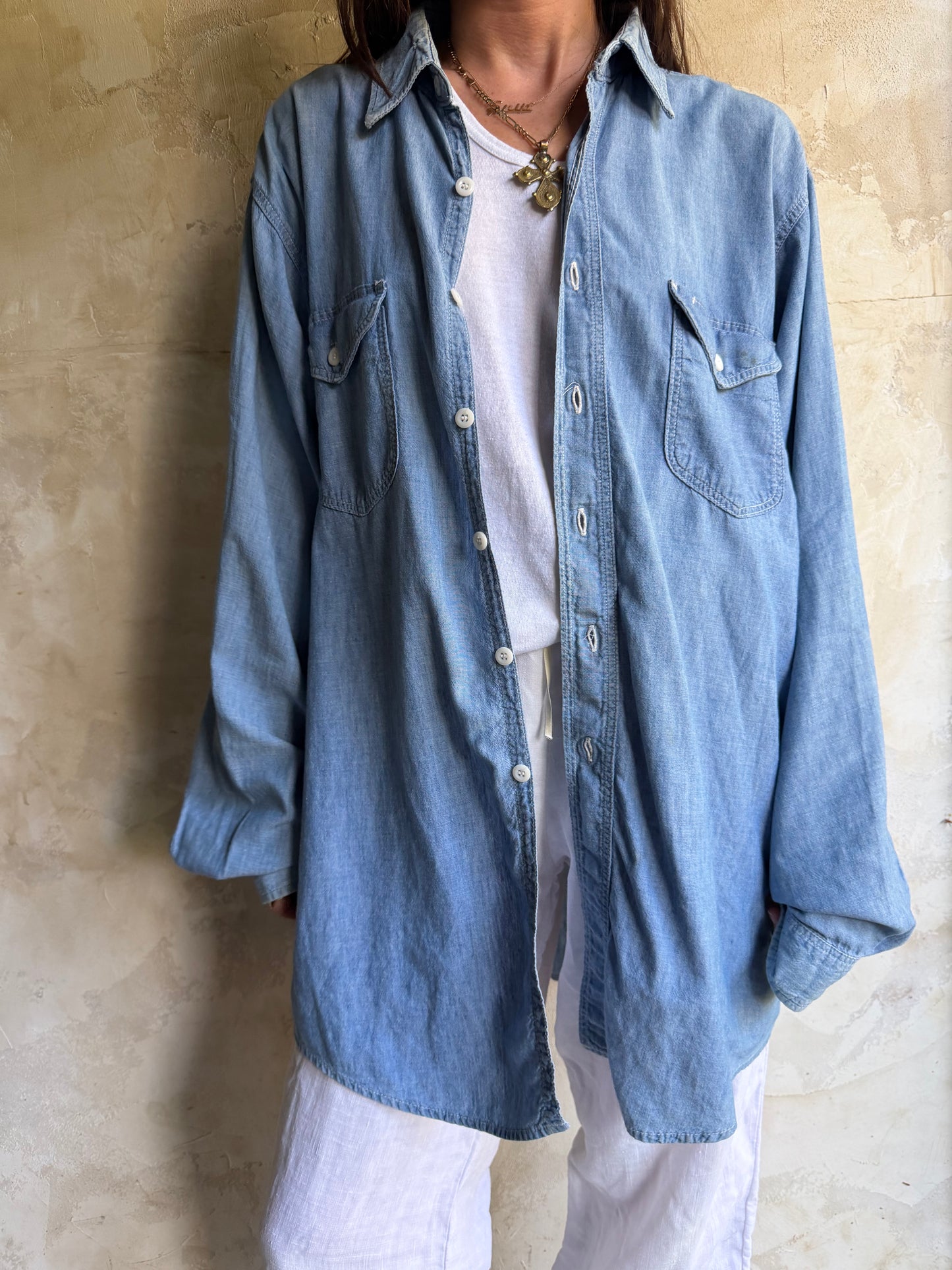 Super Thin Denim Button Up