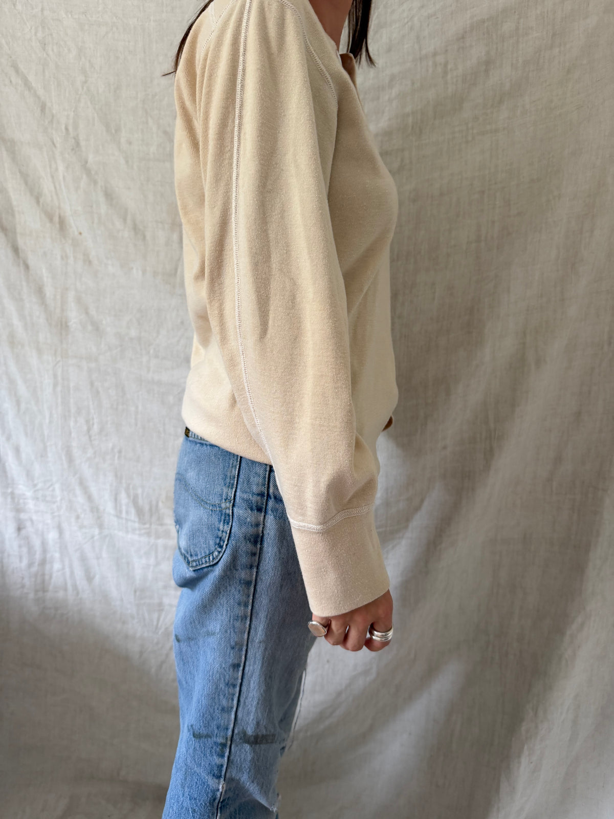 Cream Military Henley