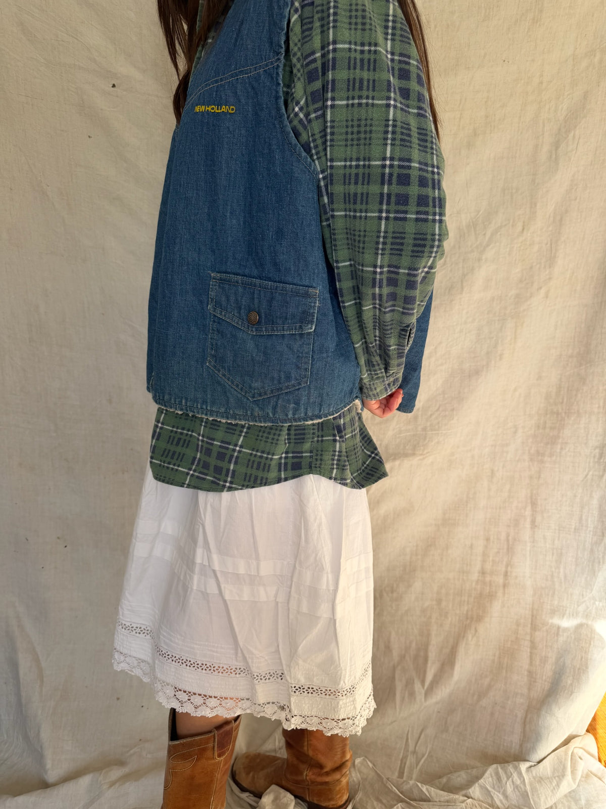 Denim Faux Shearling Vest