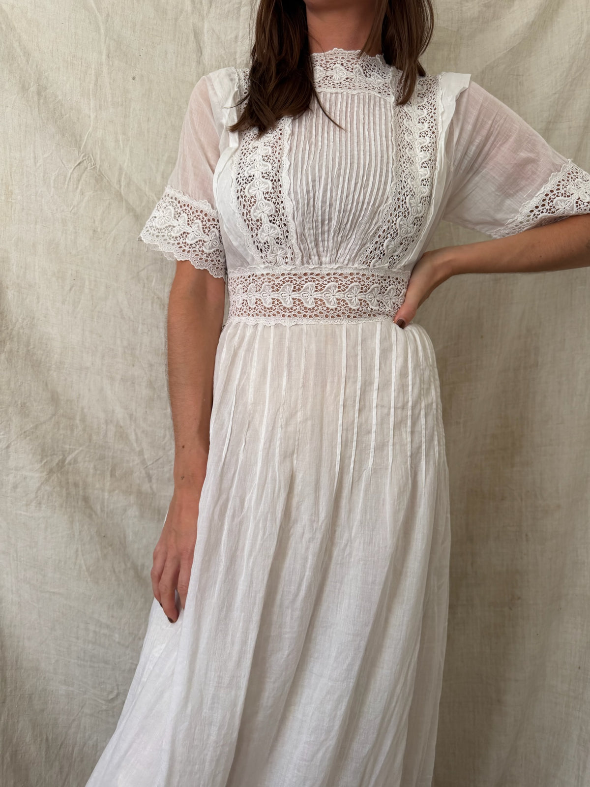 Edwardian White Cotton Tea Dress