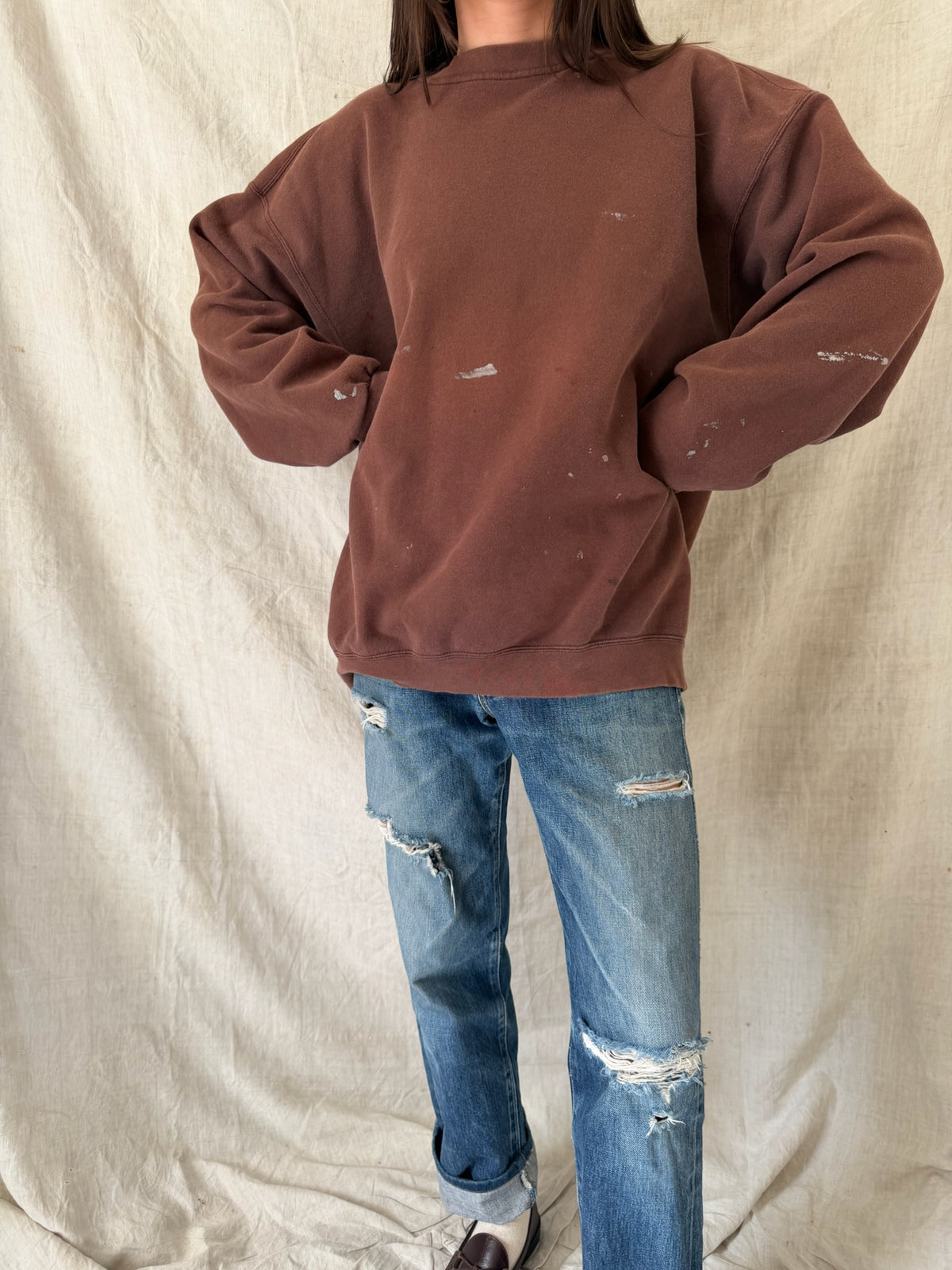Chocolate Brown Painters Crewneck