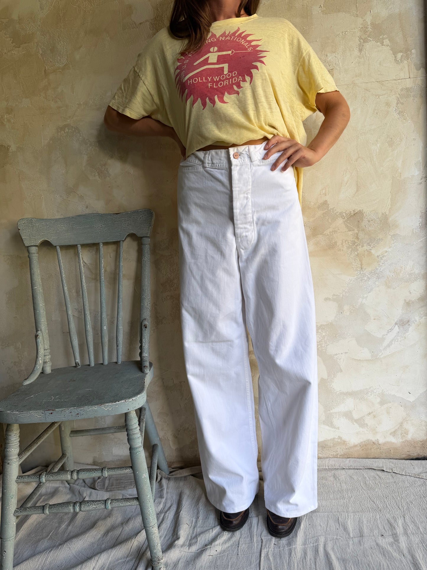 White Sailors Flare Pants