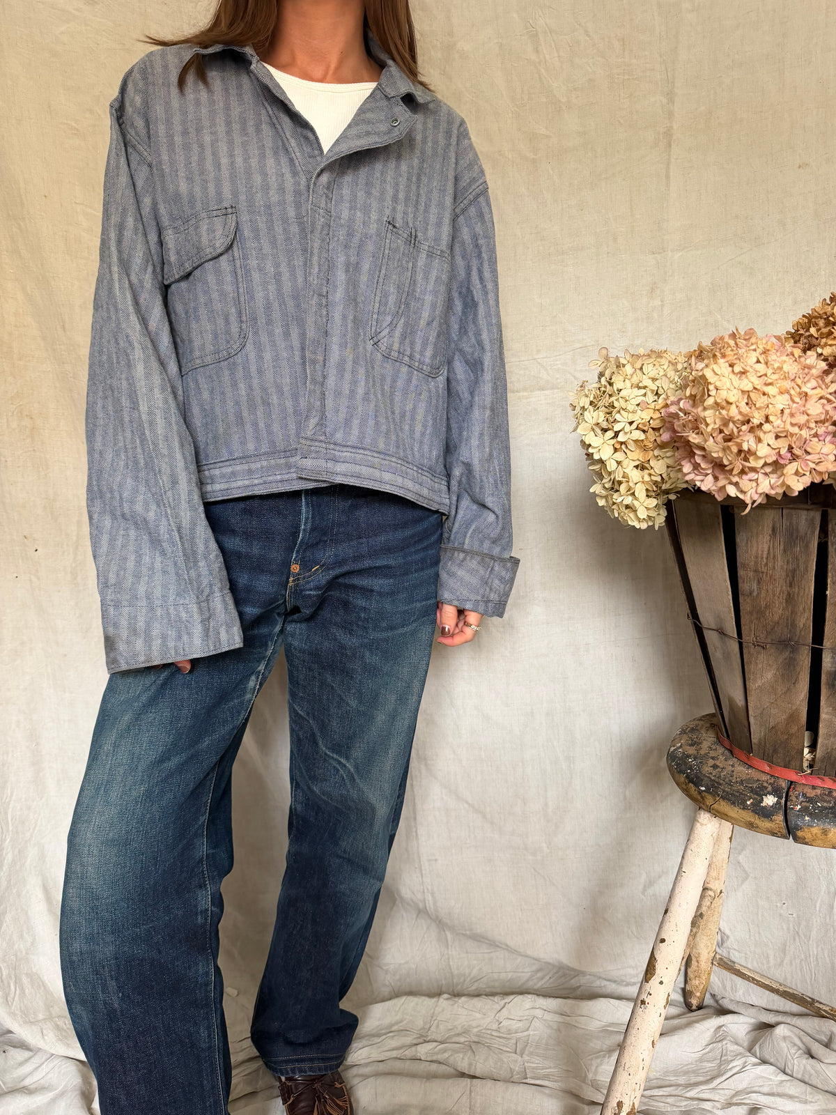 Twill Cropped Coveralls Jacket