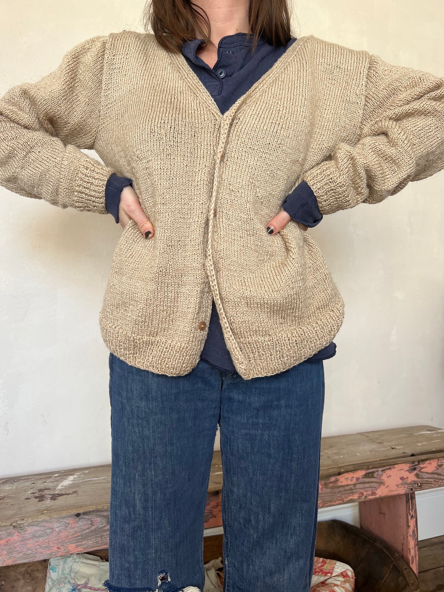 Handmade Quirky Oatmeal Cardigan