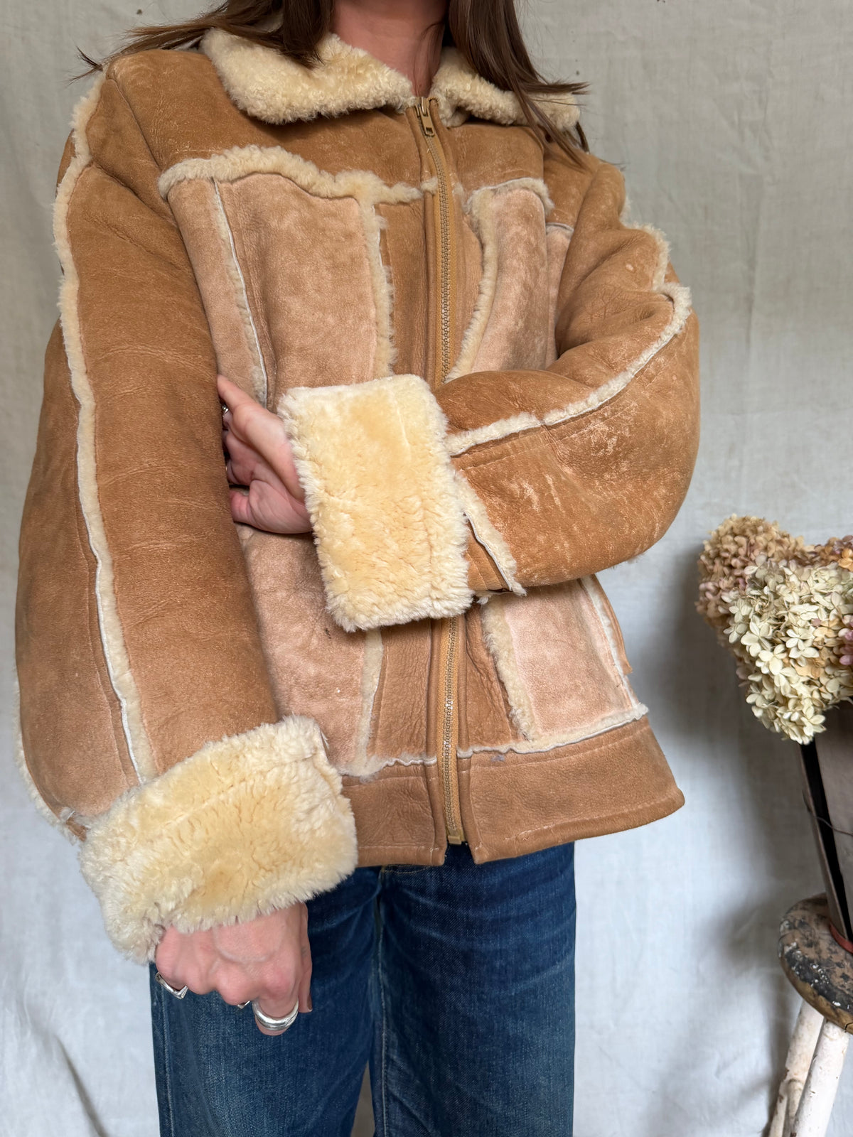 Genuine Shearling Zip-Up Jacket
