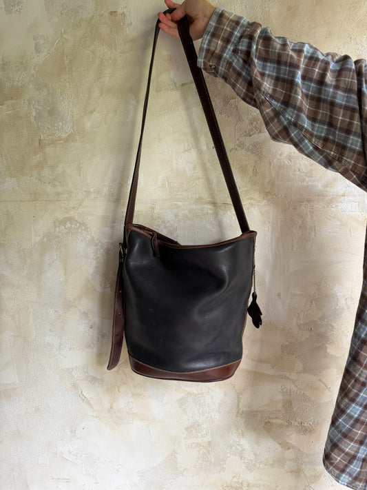 Roots Leather Bucket Bag