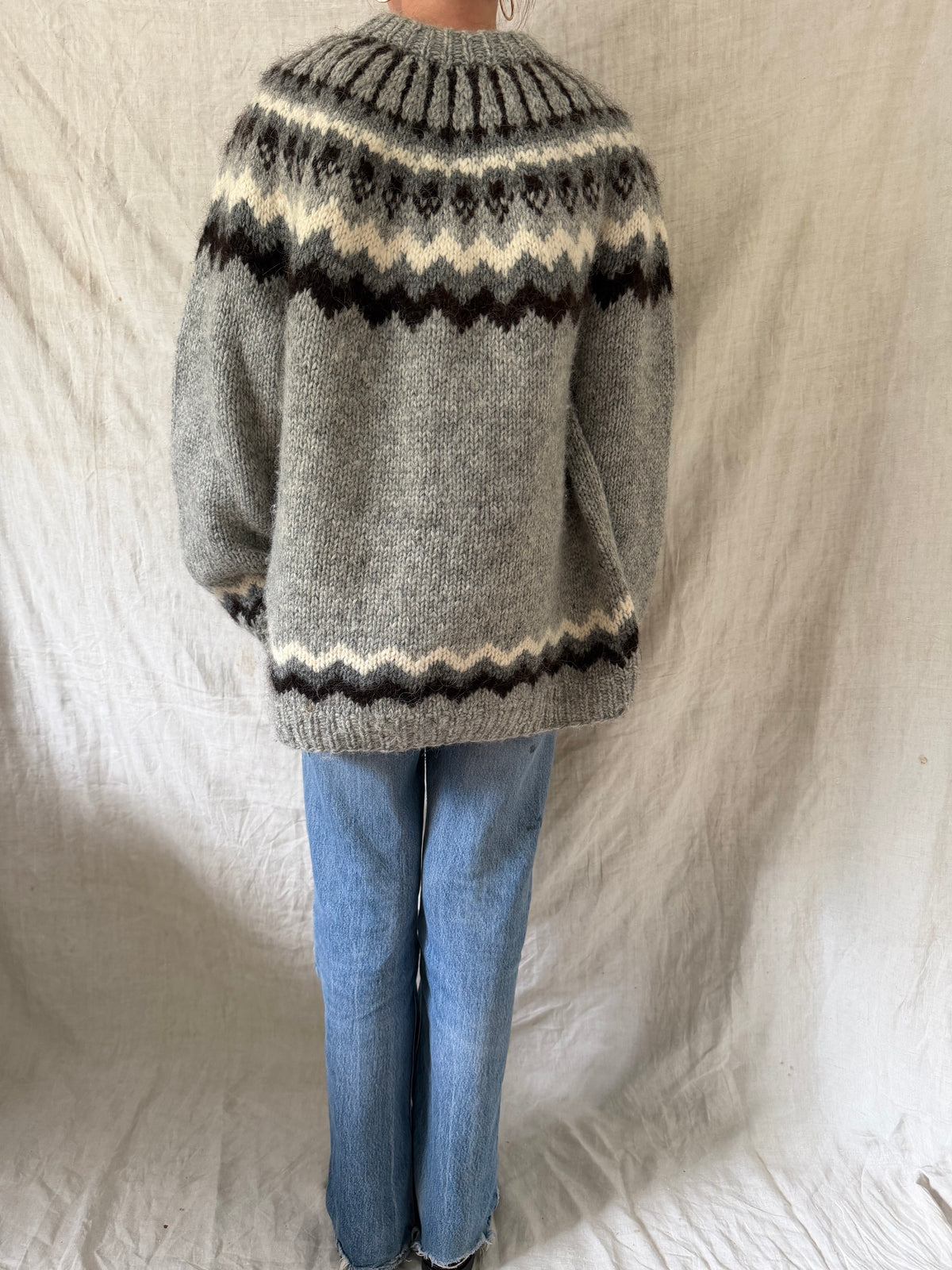 Brown and Grey Icelandic Wool Sweater