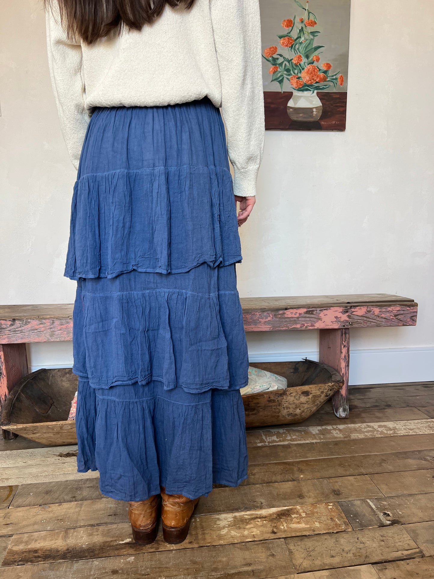 Oaxacan Indigo Ruffle Skirt