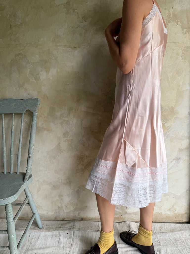 Italian Satin Baby Pink Slip Dress