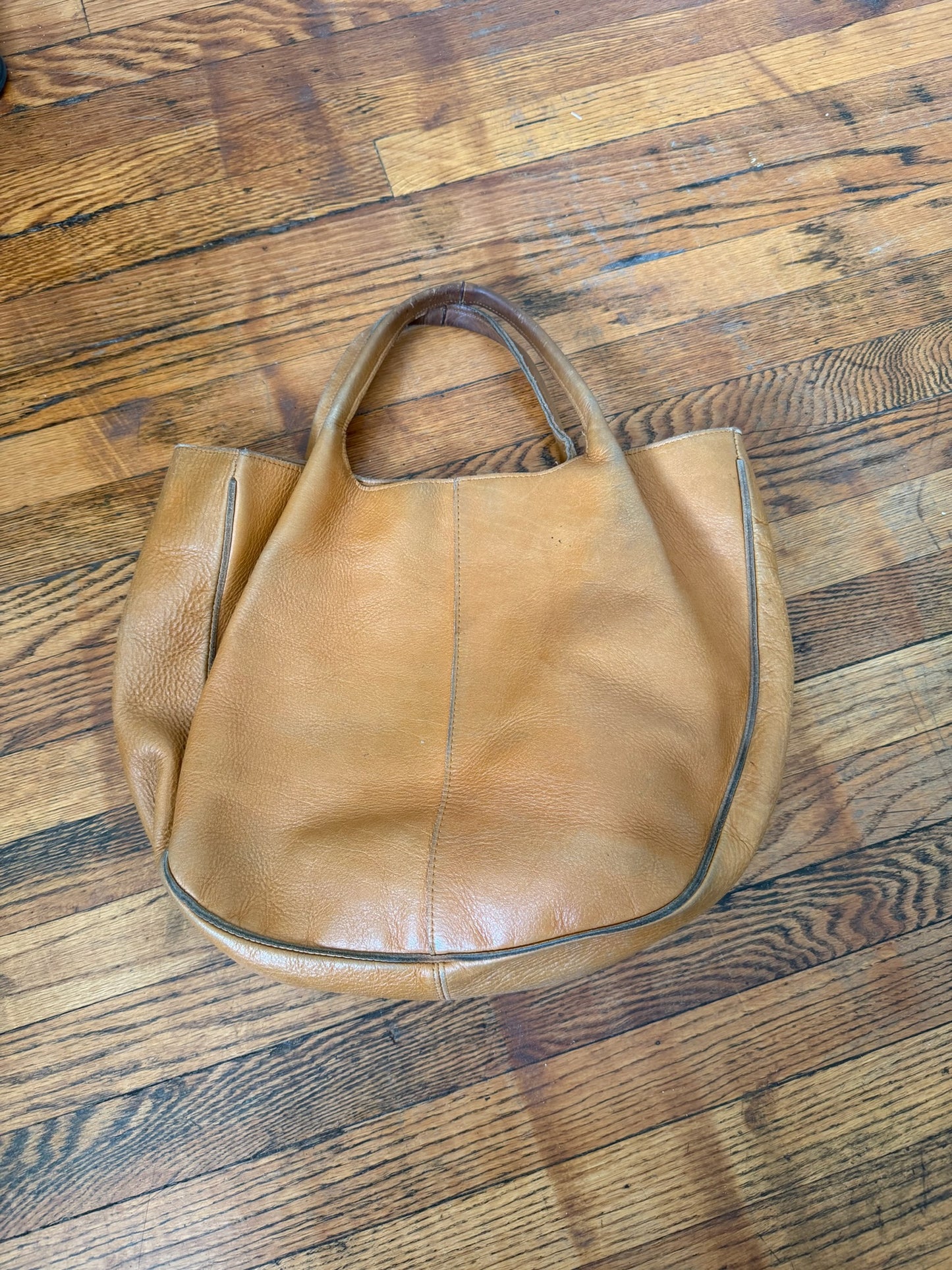 Tan Leather Bucket Bag