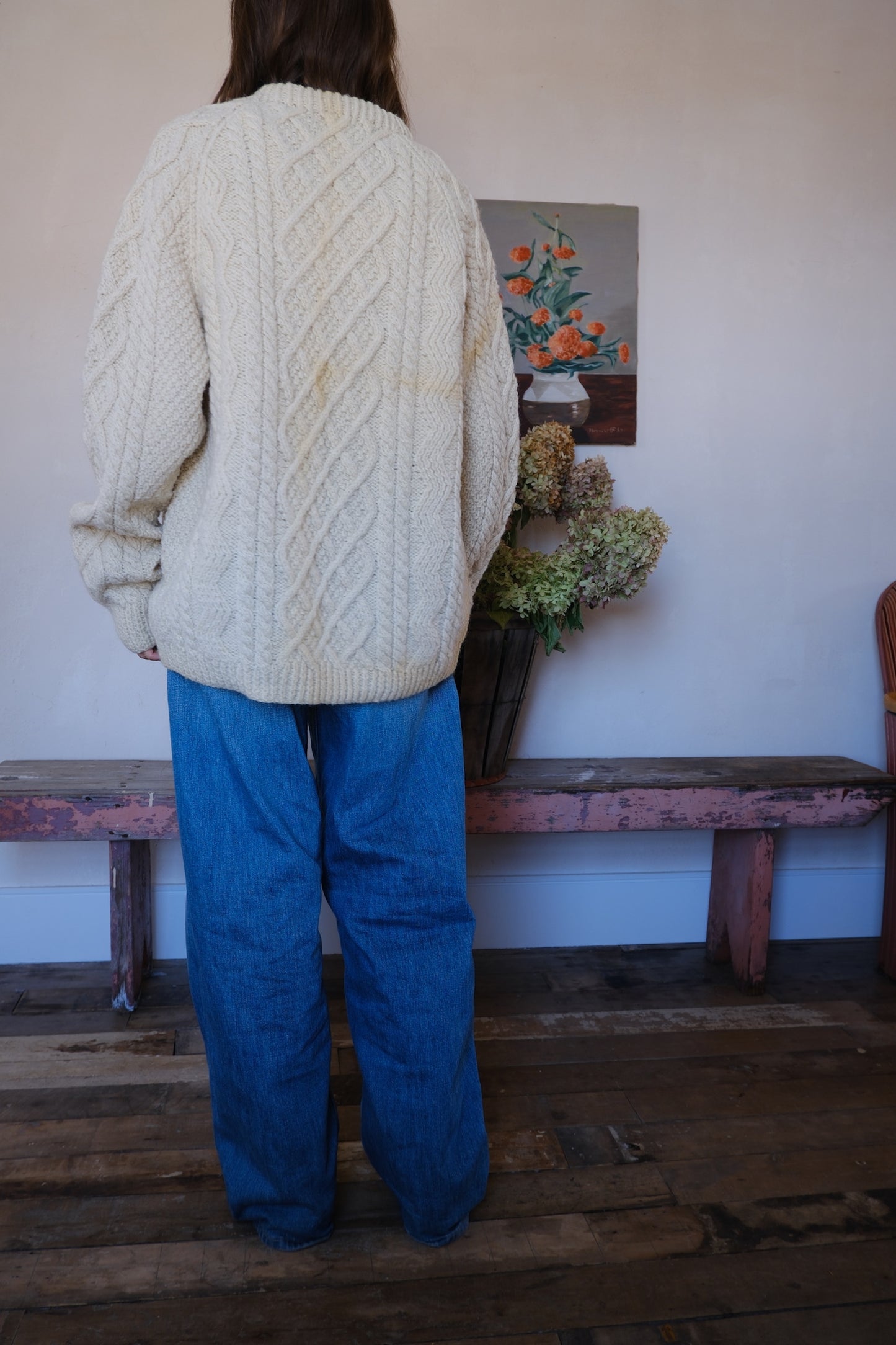 Cream Irish Wool Fisherman Sweater