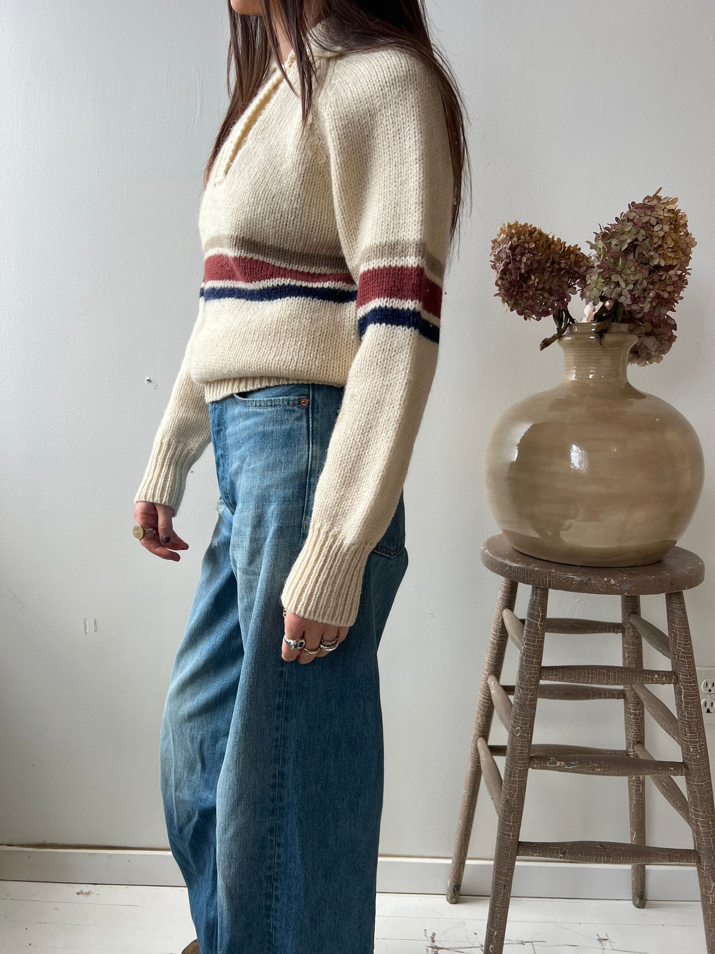 Cream Striped Sweater