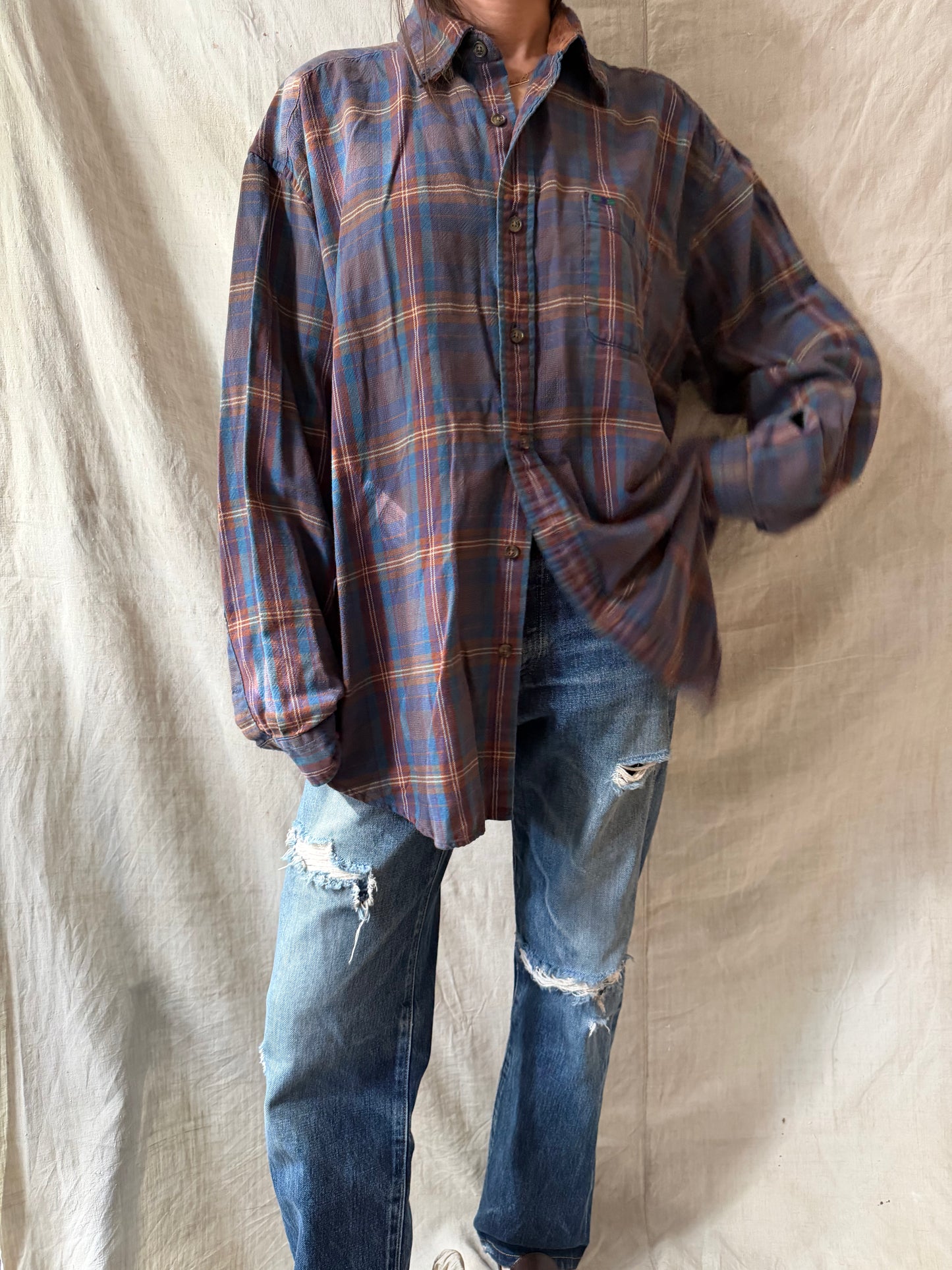 Brown + Blue Plaid Shirt