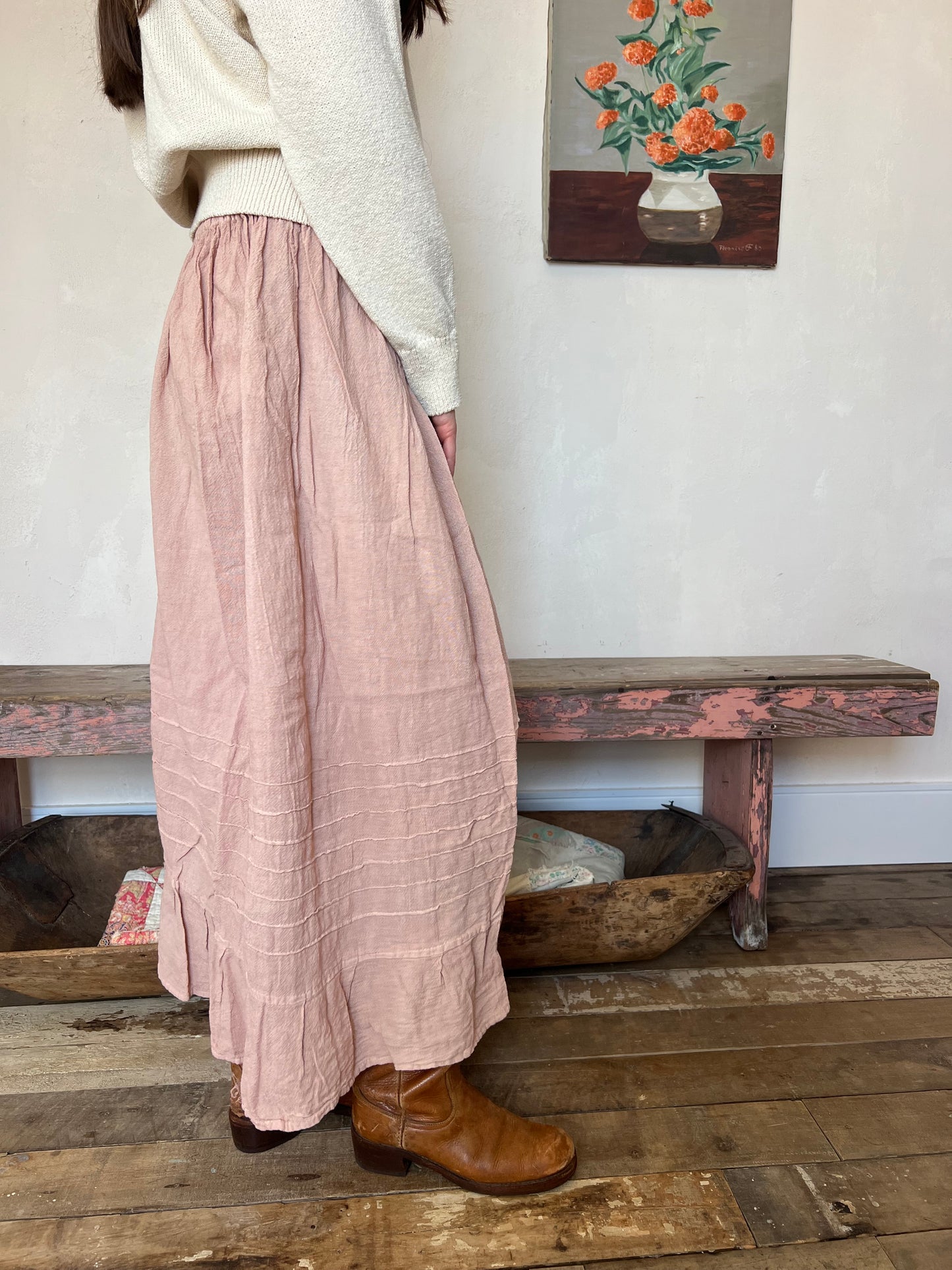 Oaxacan Blush Long Cotton Skirt