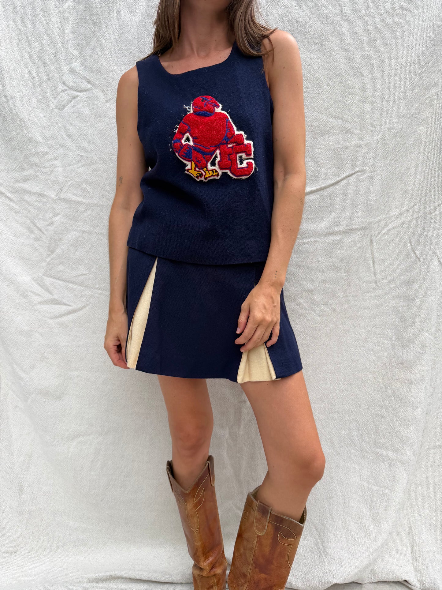 50s Navy Wool Cheerleading Set