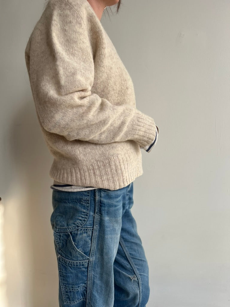 Oatmeal Vneck Wool Sweater