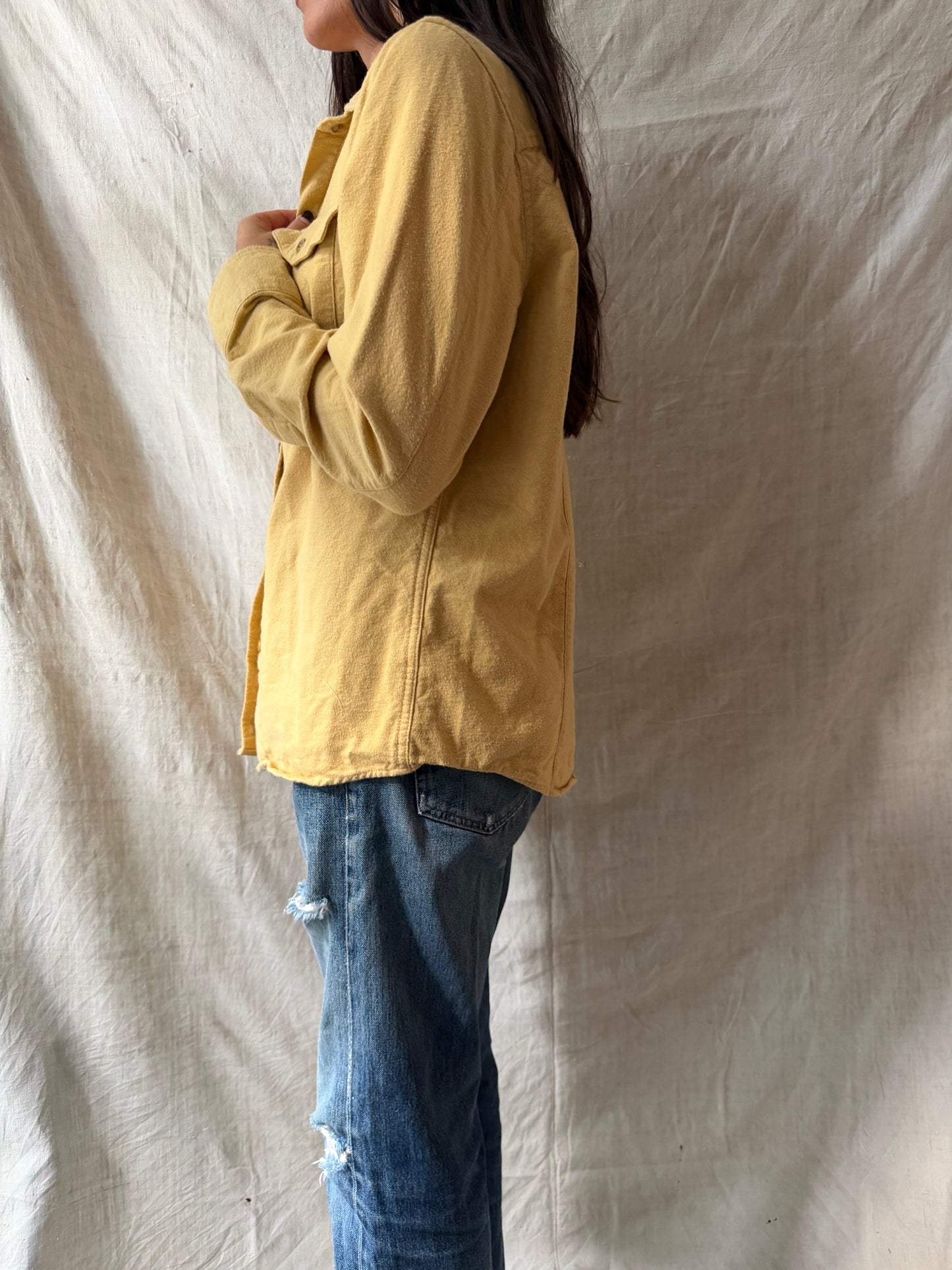 Butter Yellow Flannel Button-Up