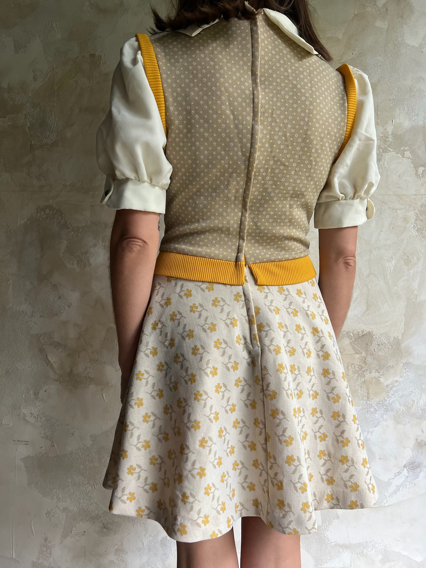 Yellow 70s Floral Dress