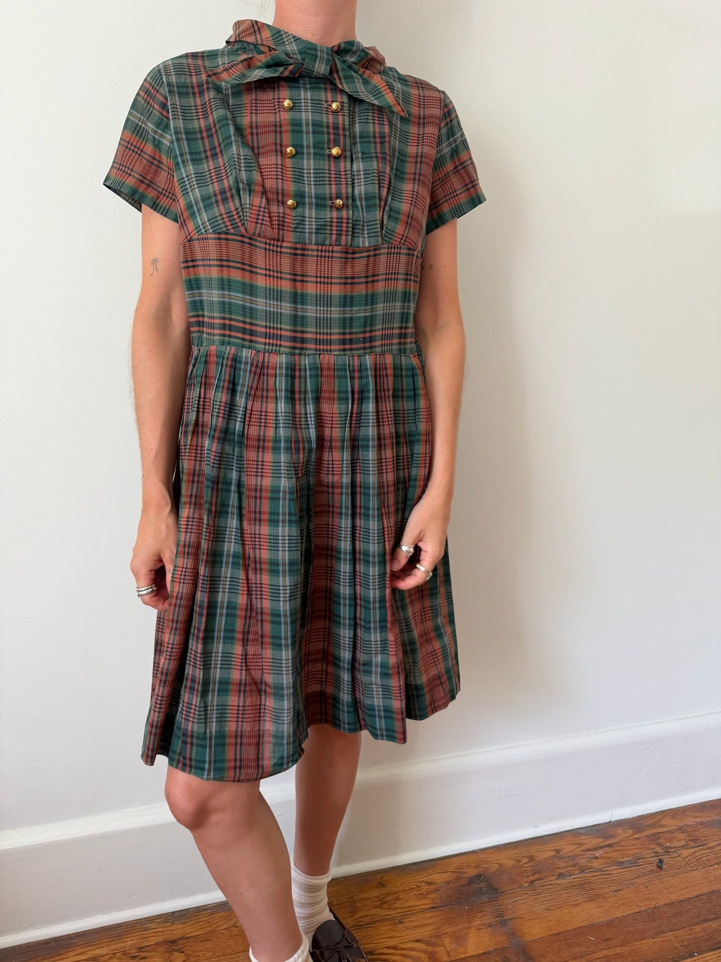 Orange and Green Plaid Dress