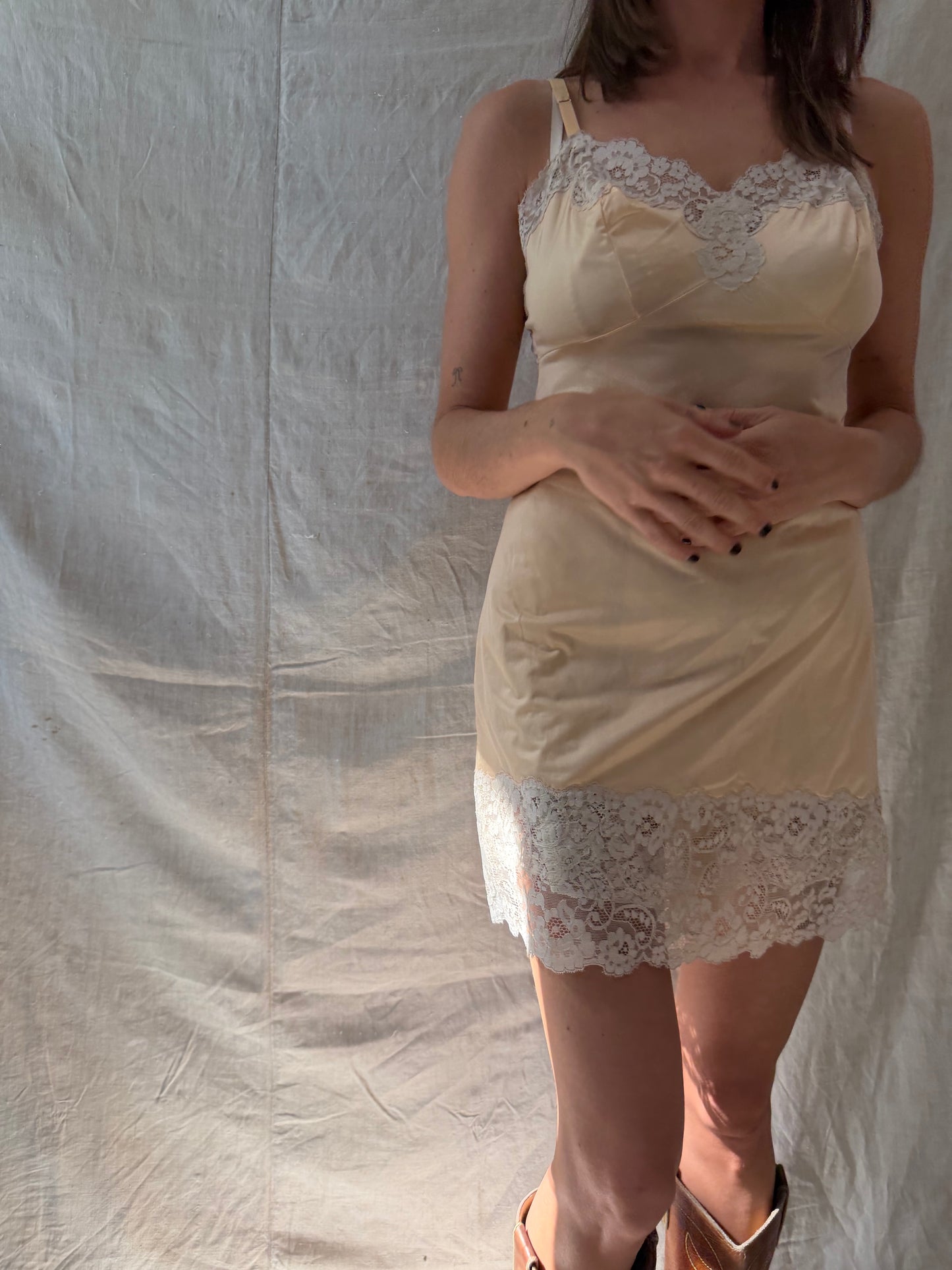 Nylon Peach Slip Dress