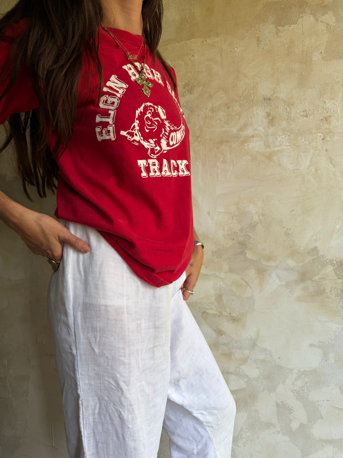 Red Elgin High School Track Tee