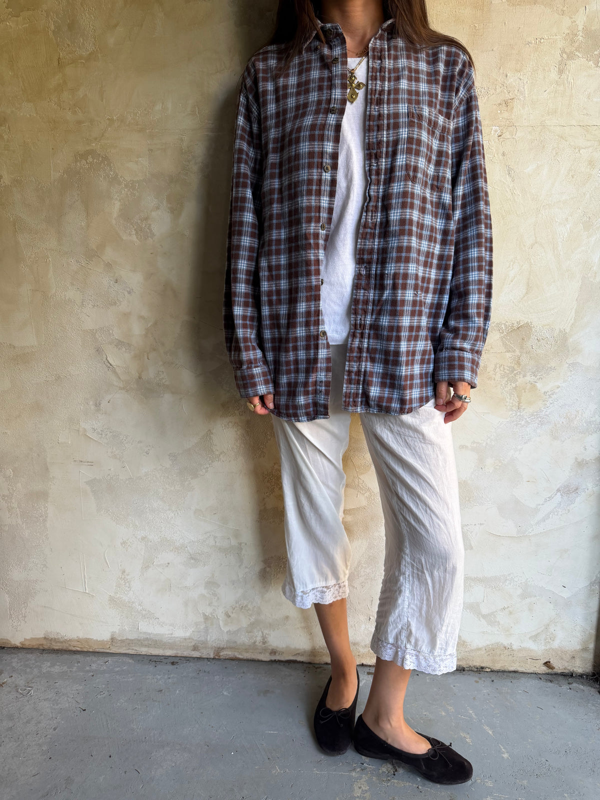 Baby Blue + Brown Flannel