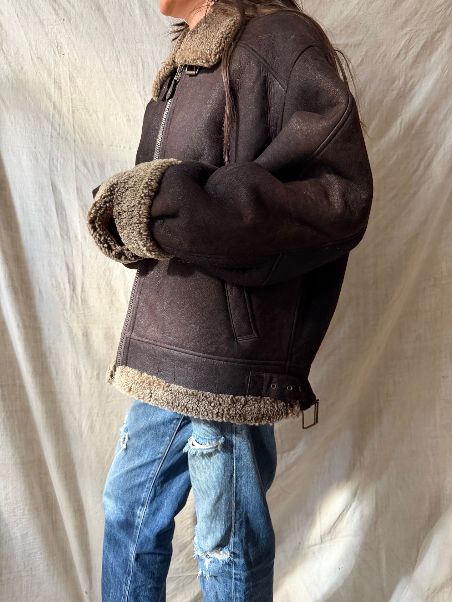 Dark Brown Shearling Jacket