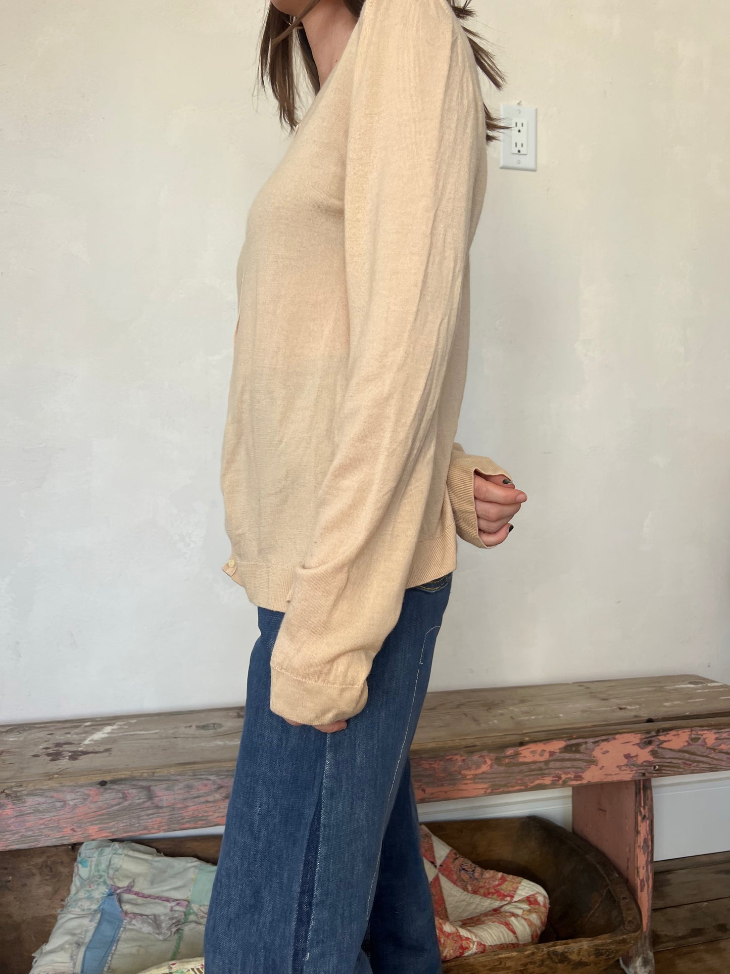 Peachy Tan Lightweight Knit Cardigan