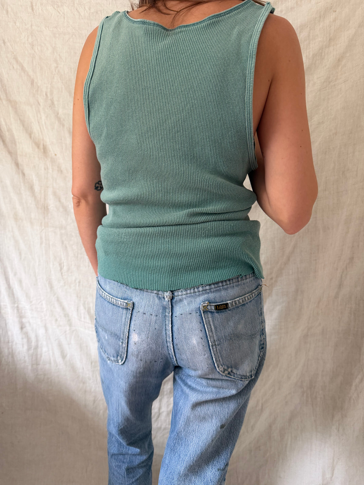 Faded Green Ribbed Tank
