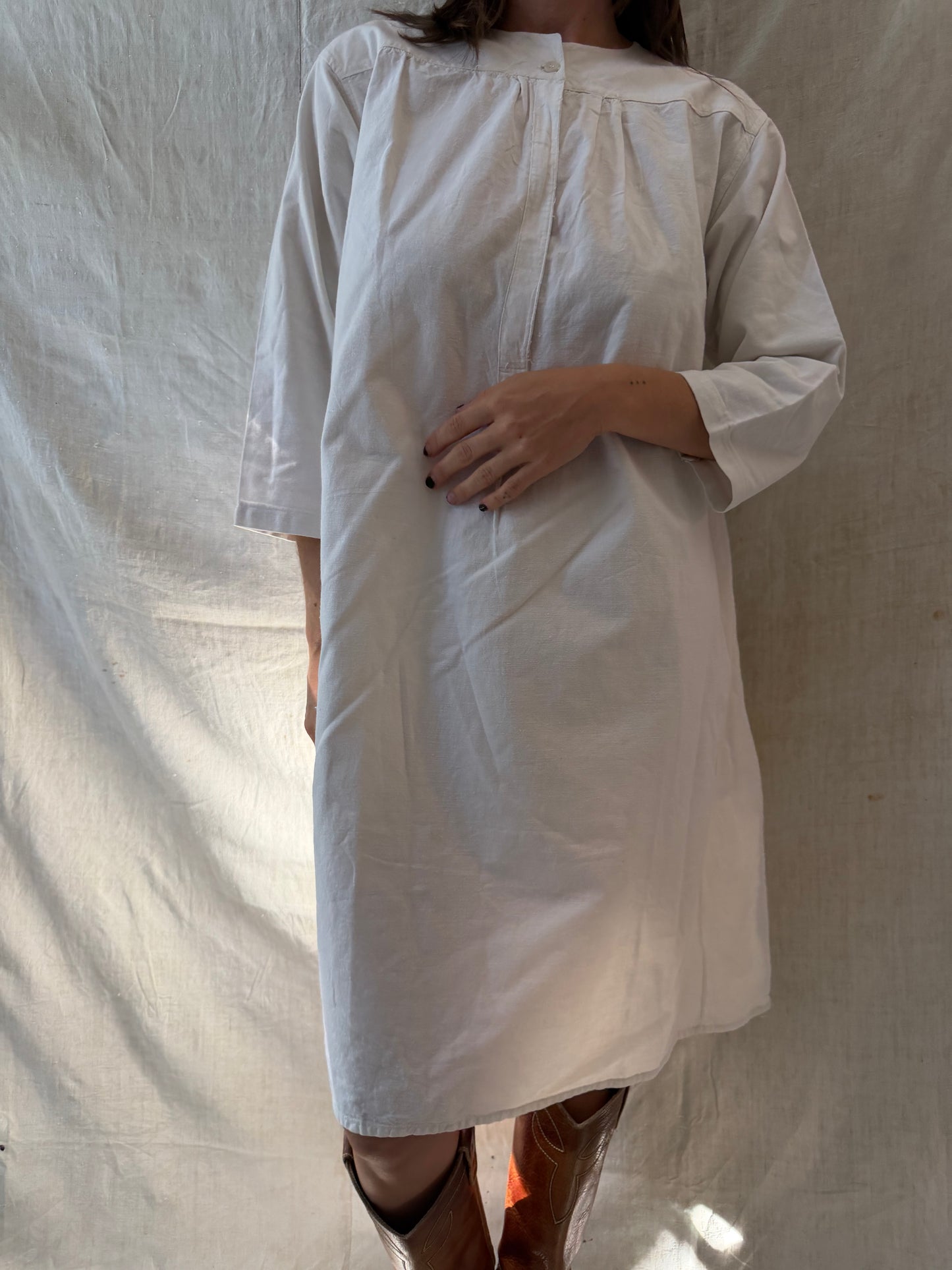 3/4 Length Sleeve Antique Cotton Smock