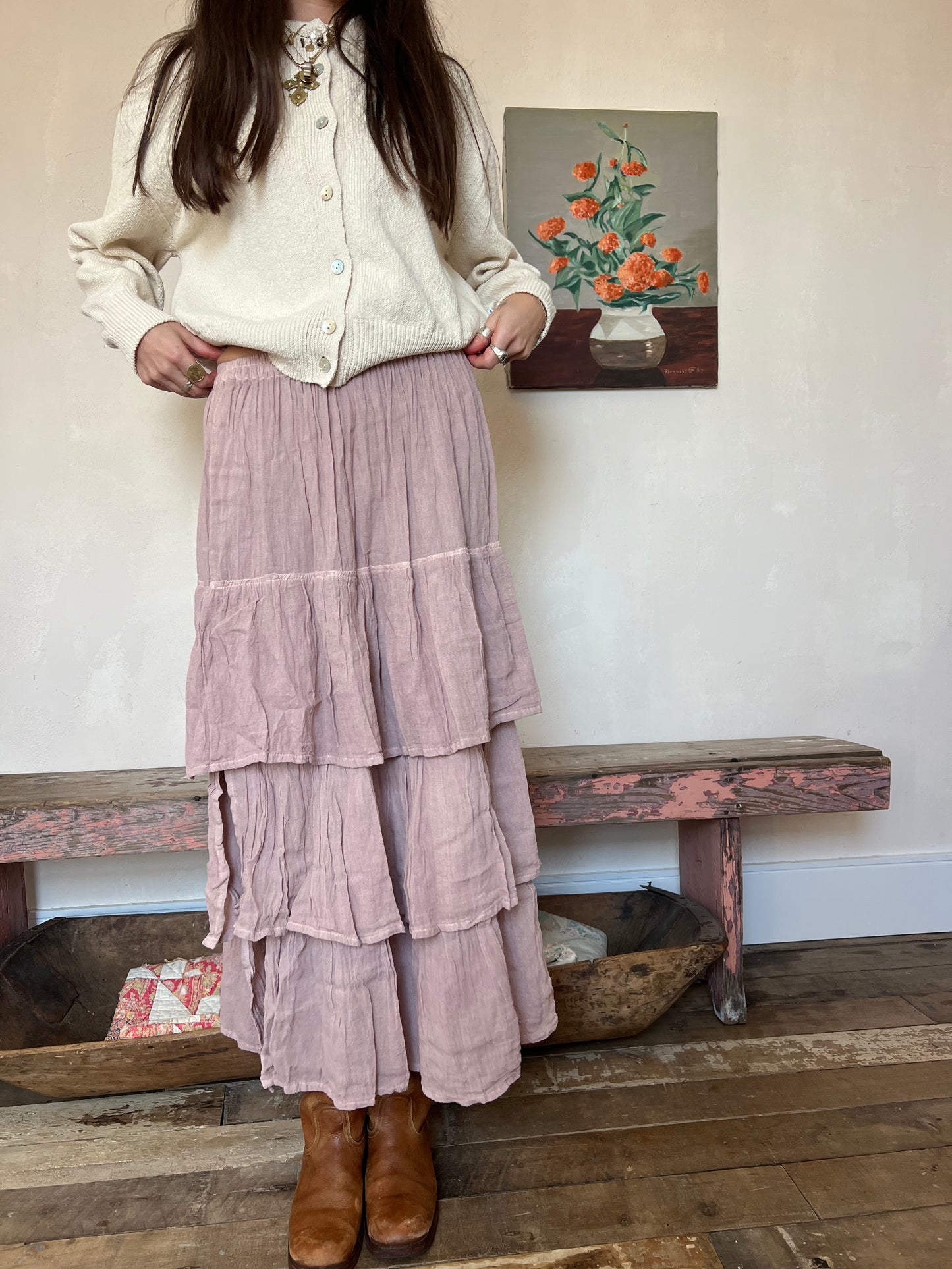 Oaxacan Rose Quartz Ruffle Skirt