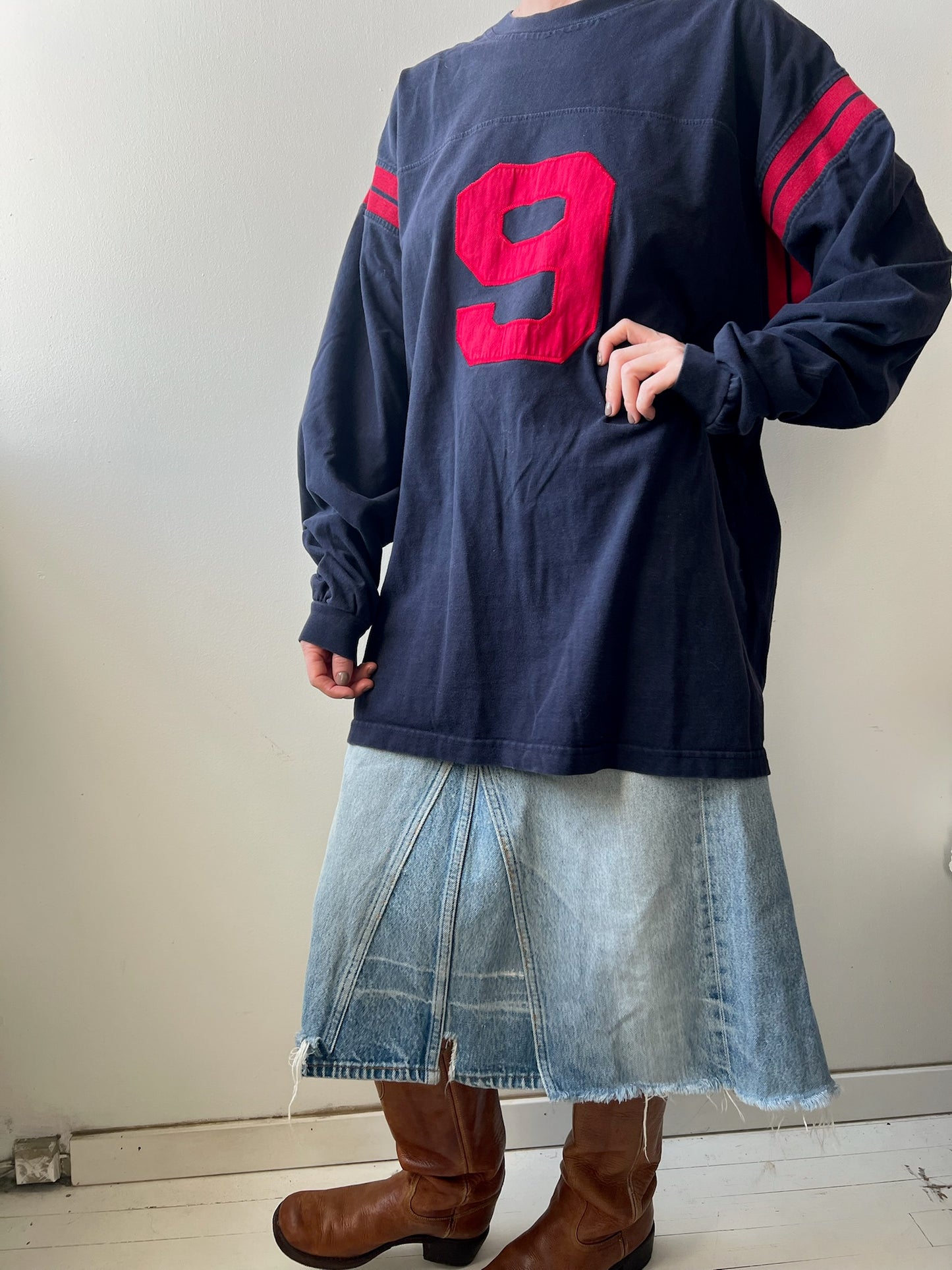 Cotton Navy Varsity Long sleeve