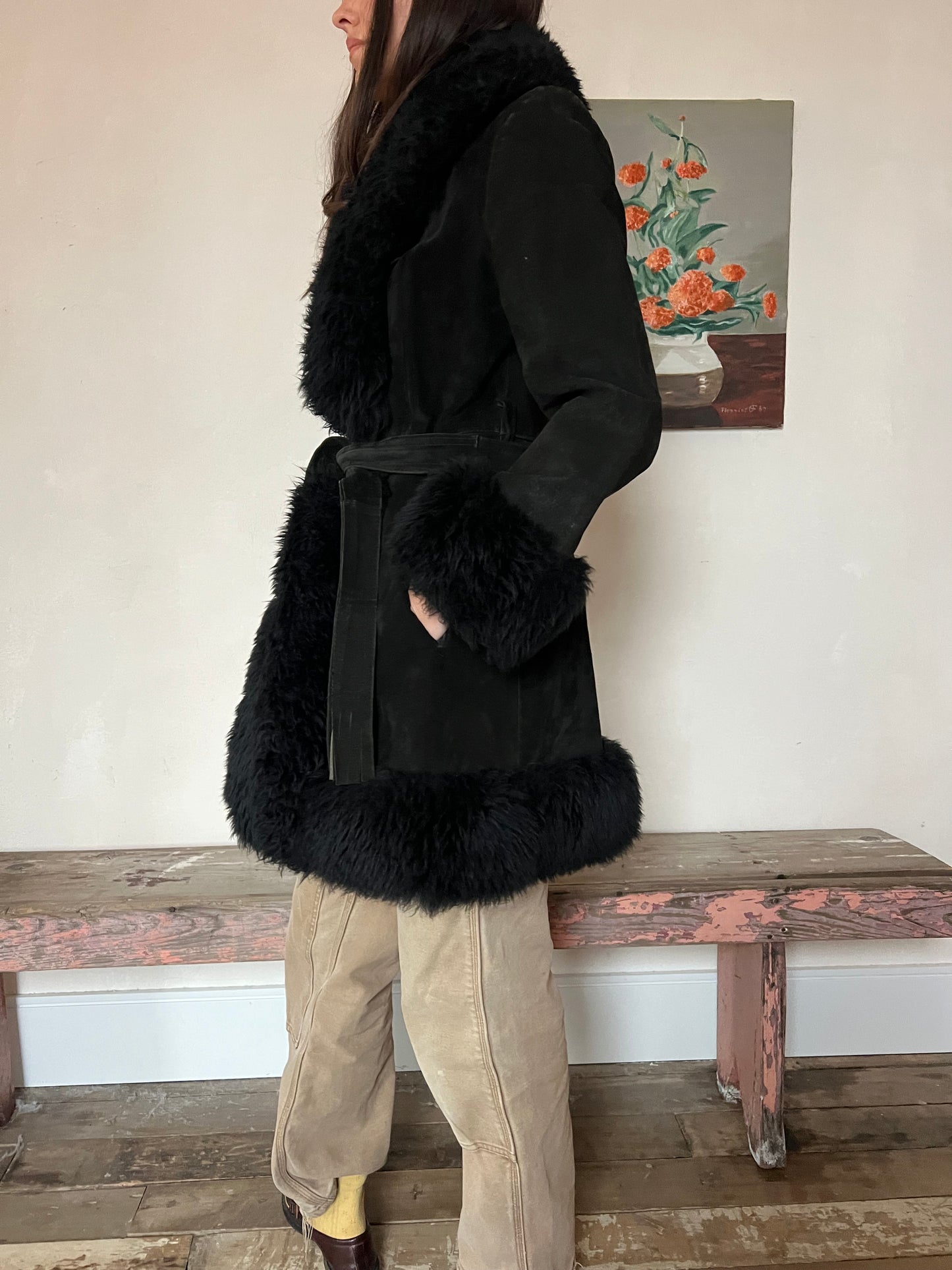 Black Suede Penny Lane Coat