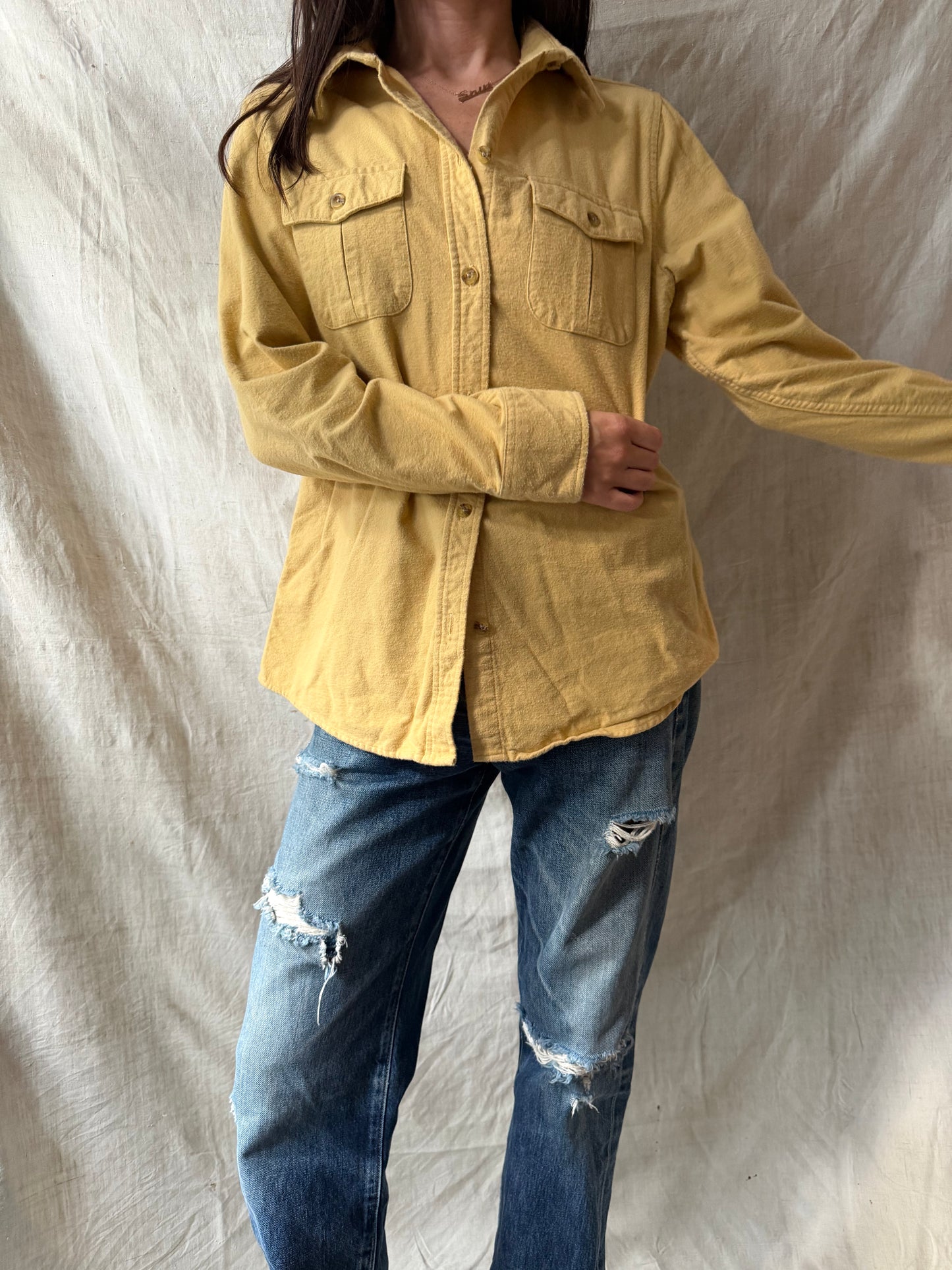 Butter Yellow Flannel Button-Up