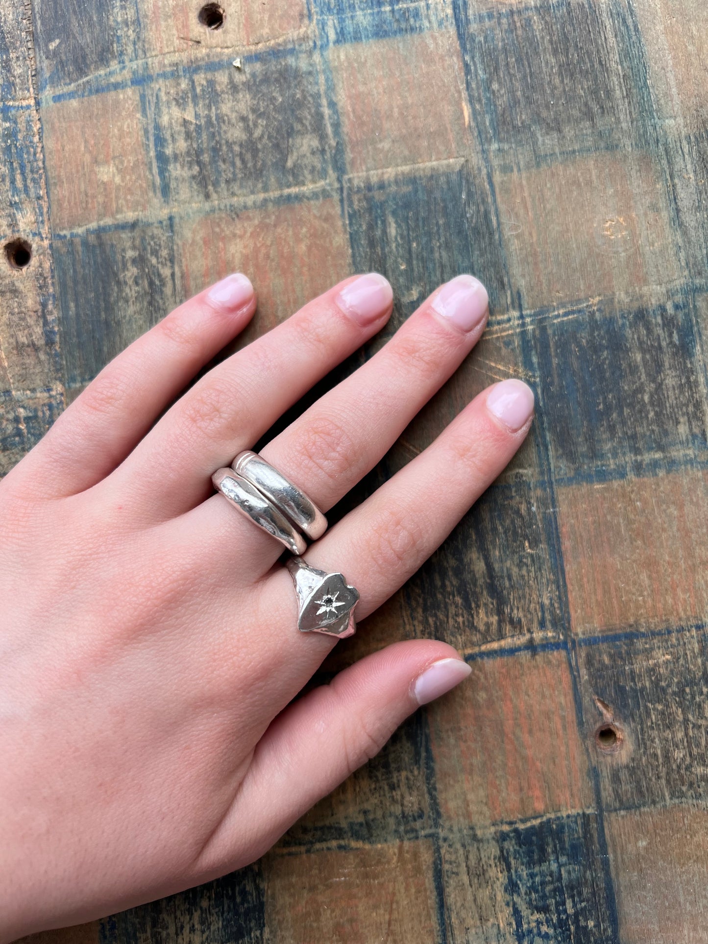 Heart Signet with Starset Sapphires by Rosalind Studio