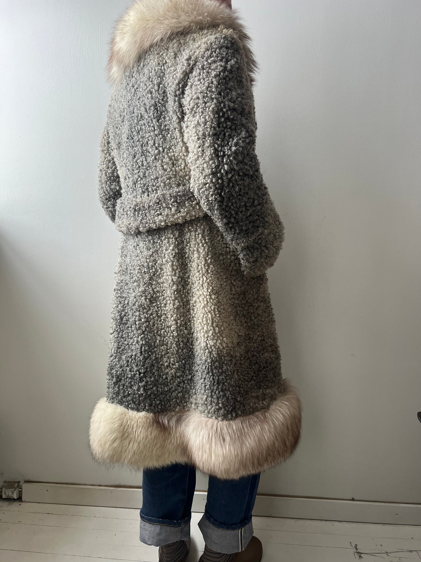 Grey Curly Lambswool Coat