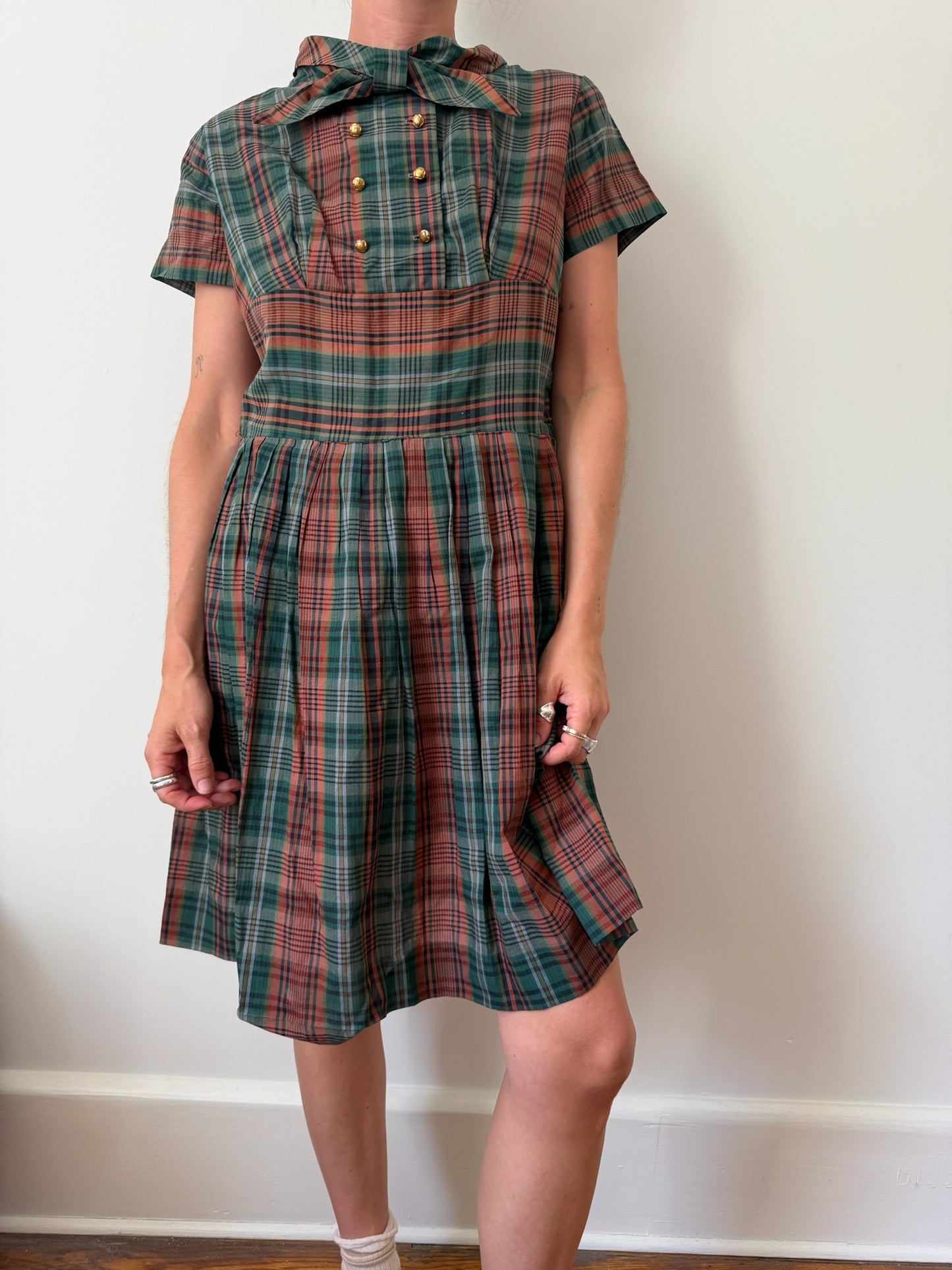 Orange and Green Plaid Dress