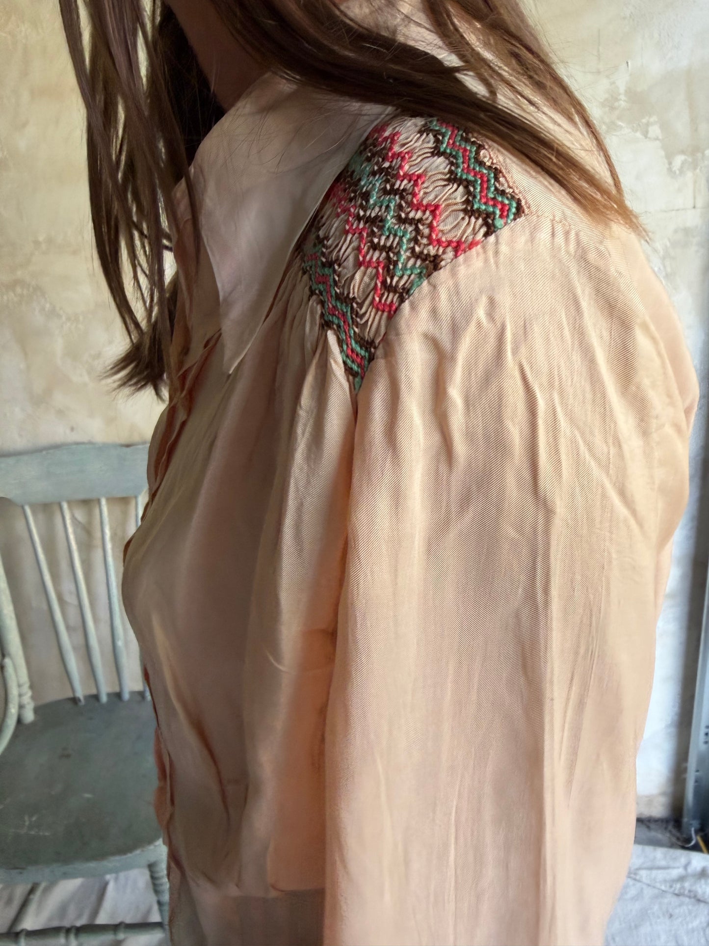 Antique Peachy Silk Blouse