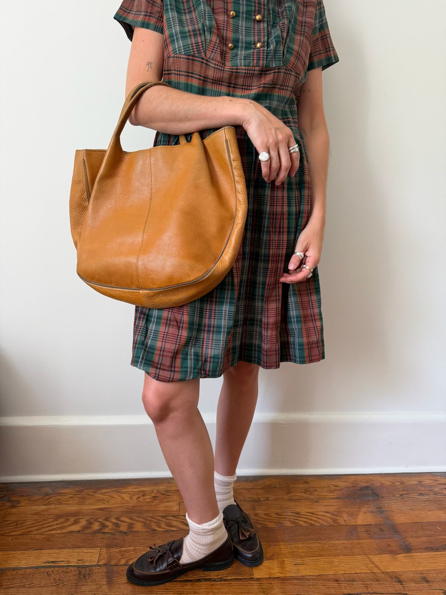 Tan Leather Bucket Bag