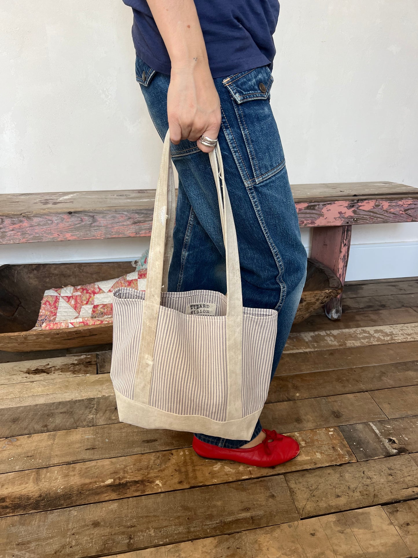 Blue + White Striped Mini Boat + Tote Bag