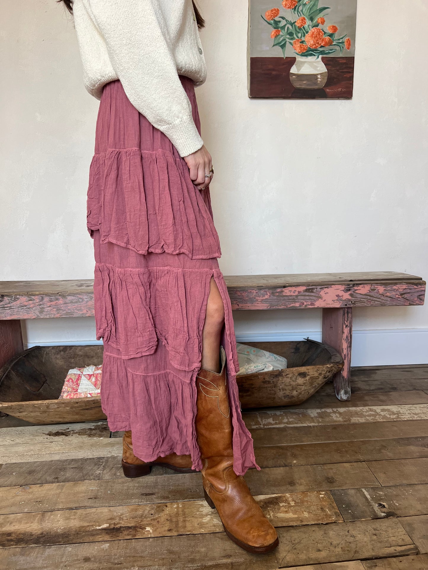 Oaxacan Raspberry Ruffle Skirt