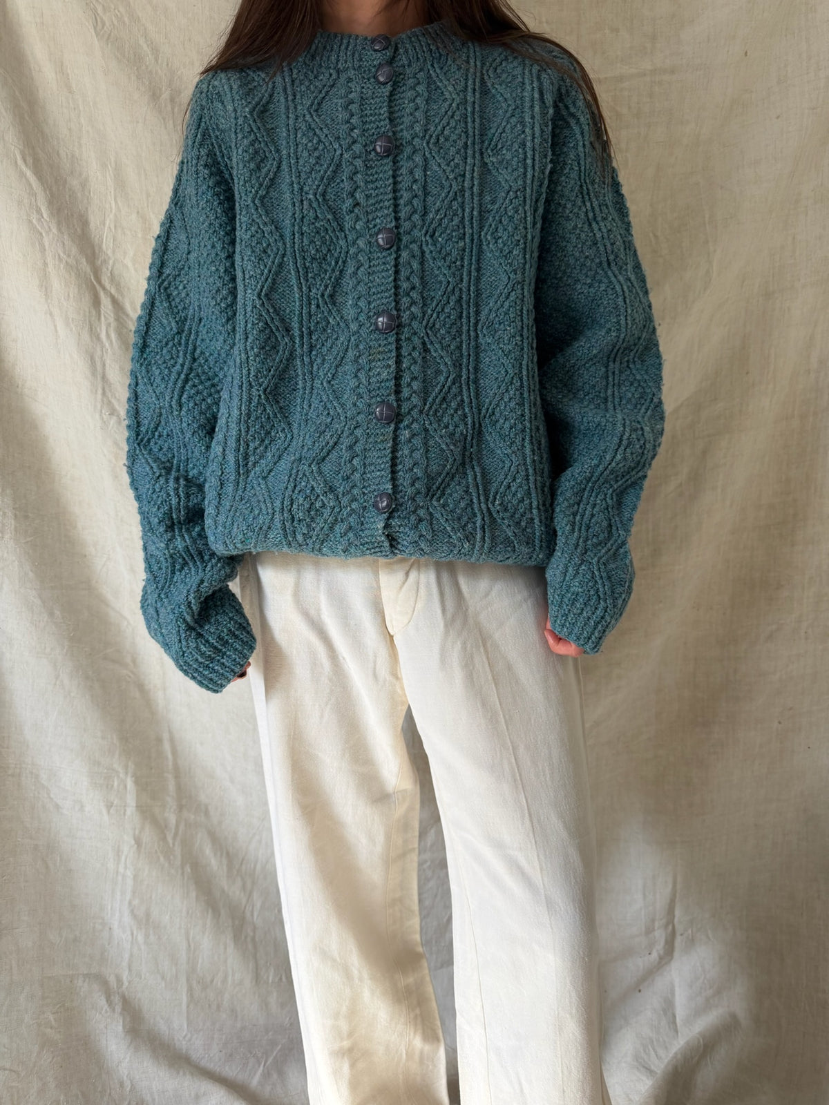 Sea Blue Wool Cardigan