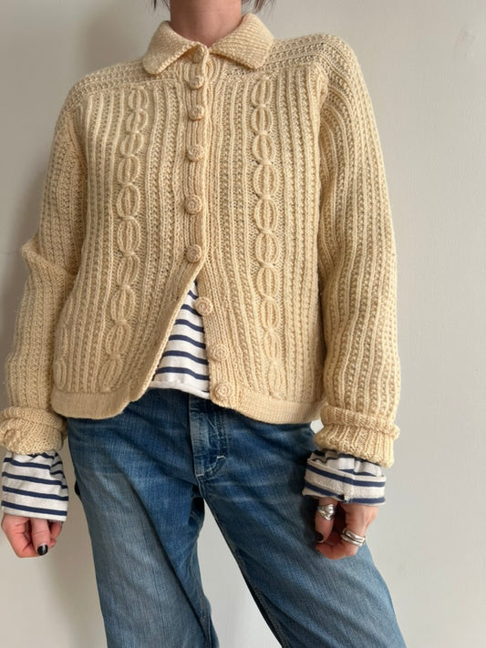 Cream Wool Handknit Cardigan